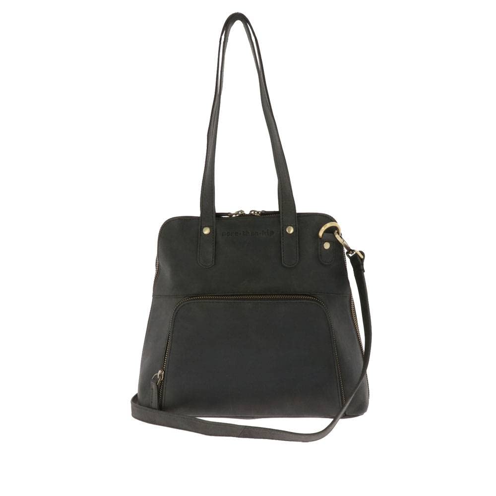 More Than Hip Poppy Handtasche Damen - Retro Tasche aus Öko Leder Schultertasche Umhängetasche Arbei