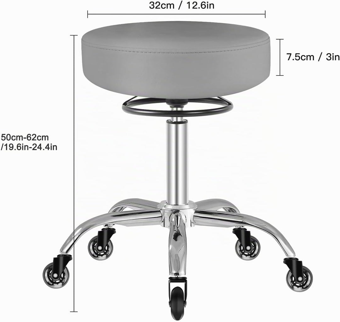Rollhocker höhenverstellbar mit Rollen - 50-62cm，bis 180 kg belastbare Arbeitshocker，360° Drehhocker