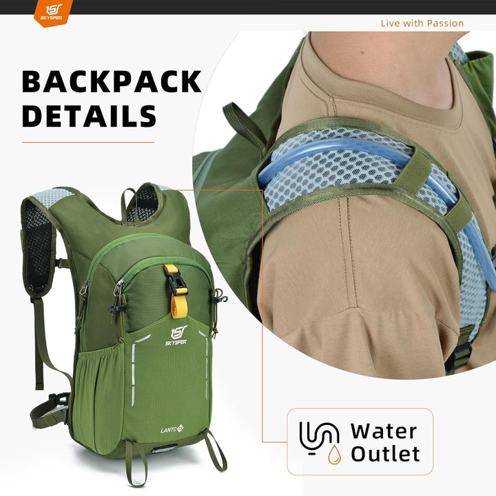 SKYSPER Wanderrucksack 15L Rucksack Herren Klein Tagesrucksack Leichter Trekkingrucksack für Wandern