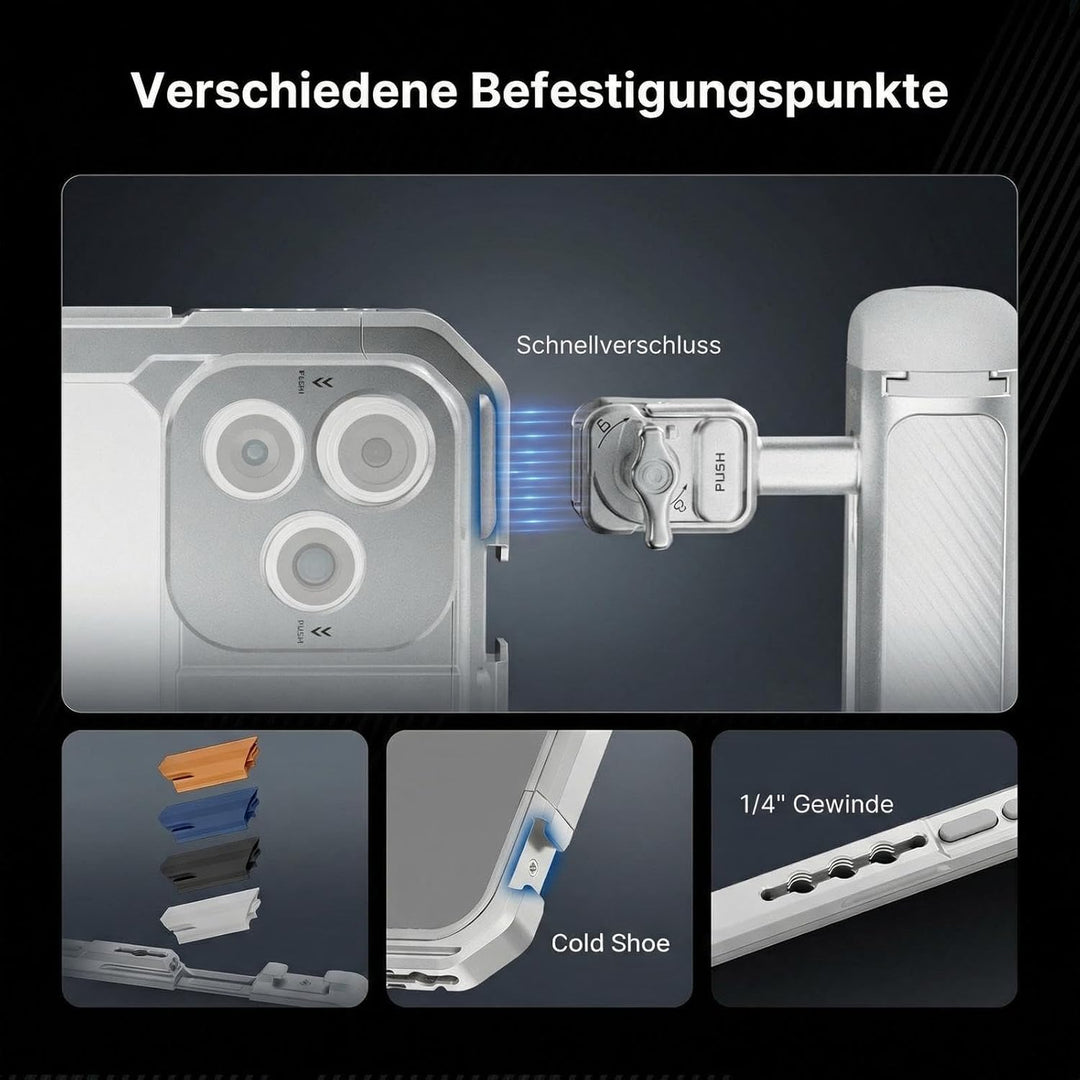 NEEWER 17 Pro Käfig Cage Video Rig Handy Stabilisator Set kompatibel mit iPhone 17 Pro mit 67mm Filt