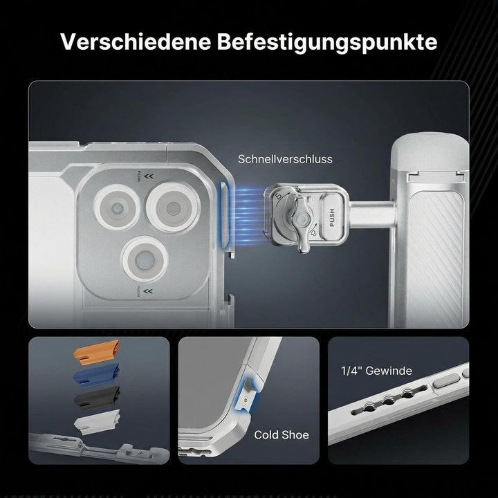 NEEWER 17 Pro Käfig Cage Video Rig Handy Stabilisator Set kompatibel mit iPhone 17 Pro mit 67mm Filt