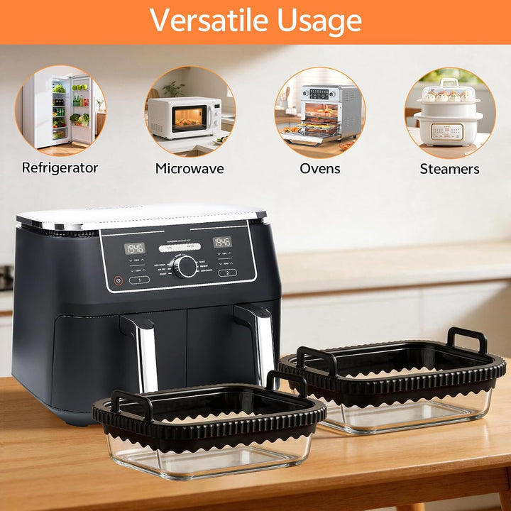 2 Stück Auflaufform Airfryer mit Herausnehmbarer Silikongriffen für Ninja AF400EU/DZ400EU/AF500EU fü