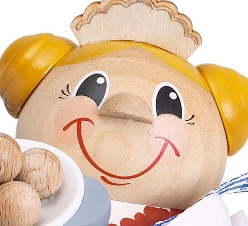 Seiffener Volkskunst | Räuchermännchen Räucherfrau | 11 cm | Kugelräuchermännchen aus dem Erzgebirge