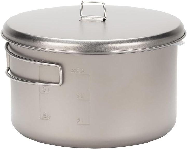 Snow Peak Titanium Cook & Save, Grau, 2 Liter, ultraleichter Kochtopf mit Titandeckel, für Camping &