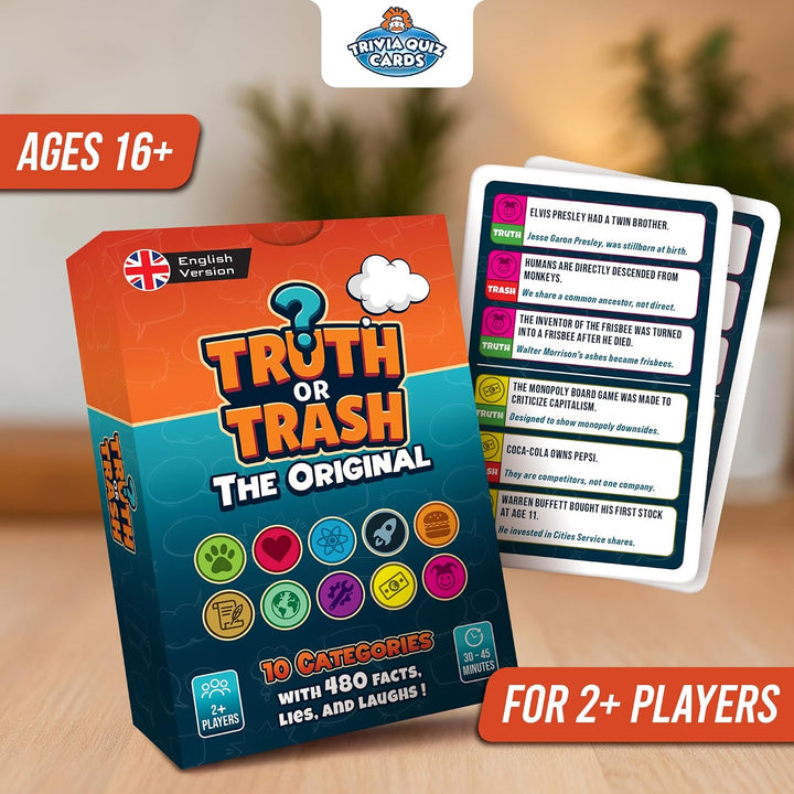 Truth or Trash – Lustiges Kartenspiel für Erwachsene &amp; Familie | Quiz- &amp; Partyspiel | 480 Facts &amp; Li