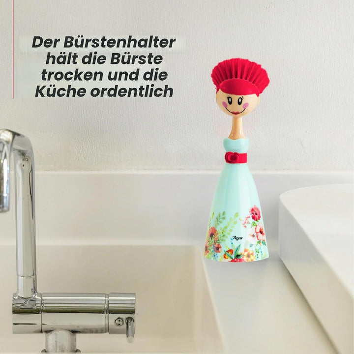 Vigar Dolls Spülbürste, blau und pink, 7.5 x 7.5 x 24.5 Türkis Kalho, Türkis Kalho