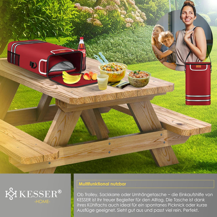 KESSER® Einkaufstrolley klappbar mit 56L Kapazität und belastbar bis 50kg | 3in1 Trolley Sackkarre &
