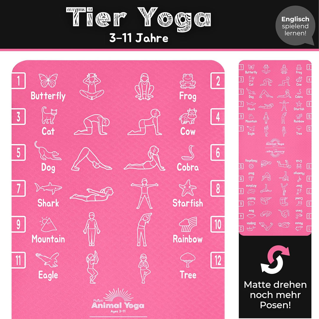 Plyopic Kinder Yogamatte – Leicht, Rutschfest, TPE Fitnessmatte – Ideal für Jungen &amp; Mädchen (3–12 J