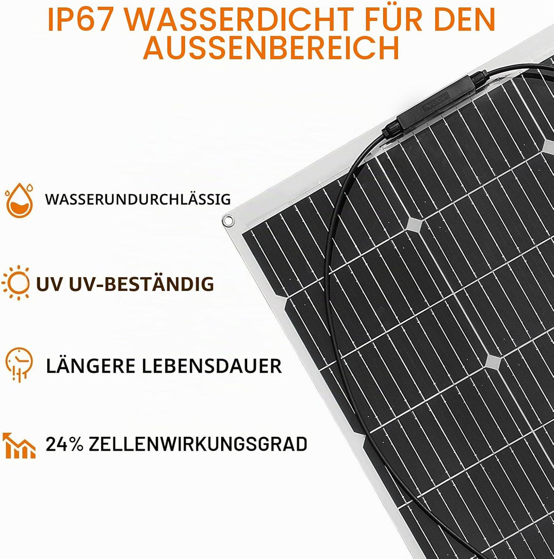 400 Watt Solarpanel Flexibel Kit 12V/24V Off-Grid System: 4 Stück 100W Monokristalline Solarmodule m