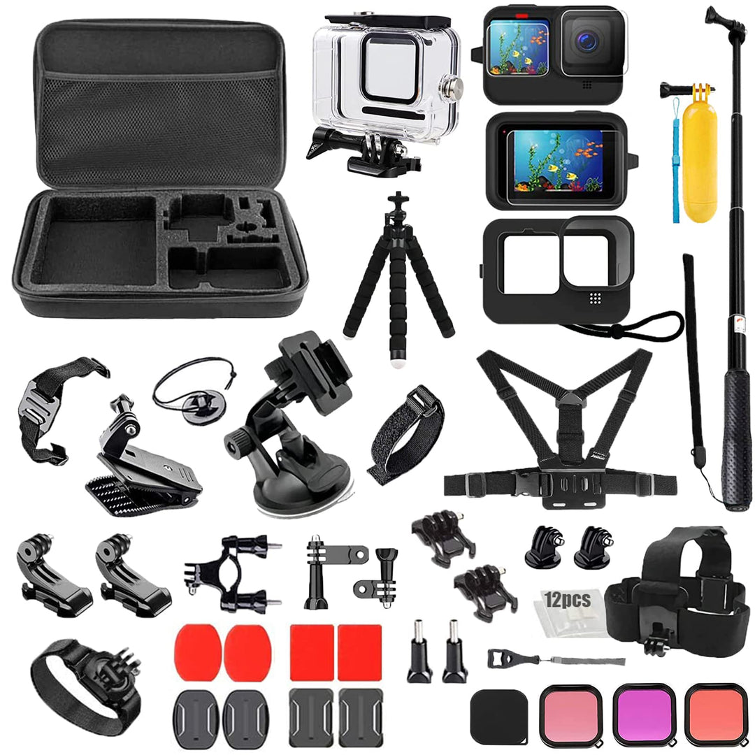 Pikioraz 52in1 Action Kamera Zubehör Kit Set, Action-Kamera Zubehör-Kit Kompatibel mit GoPro Hero, A