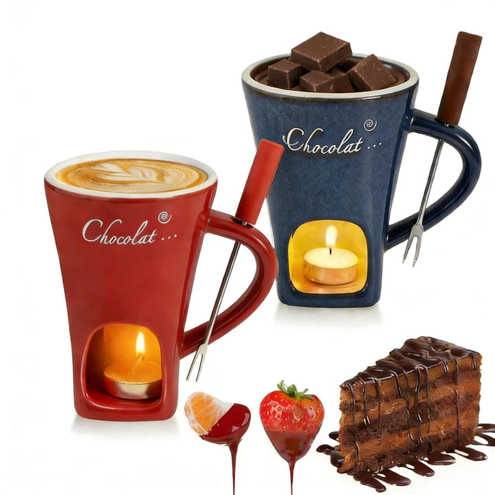 Schokoladenfondue Tasse Schoko Fondueset Fondue Tasse Schokofondue Teelicht Schokofondue Mit Gabeln