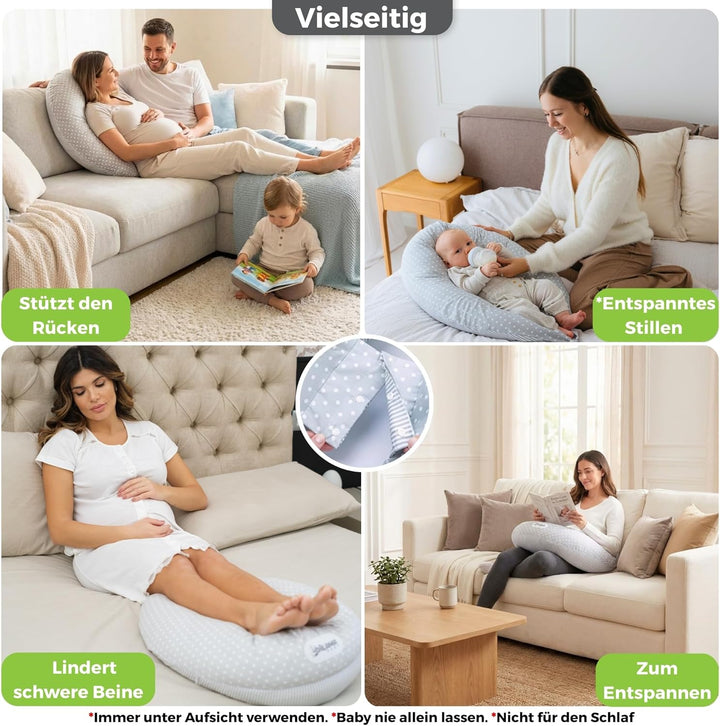 Dilamababy Schwangerschaftskissen mit Memory Foam Floken und Faserbällchen, Ideal als Stillkissen, s