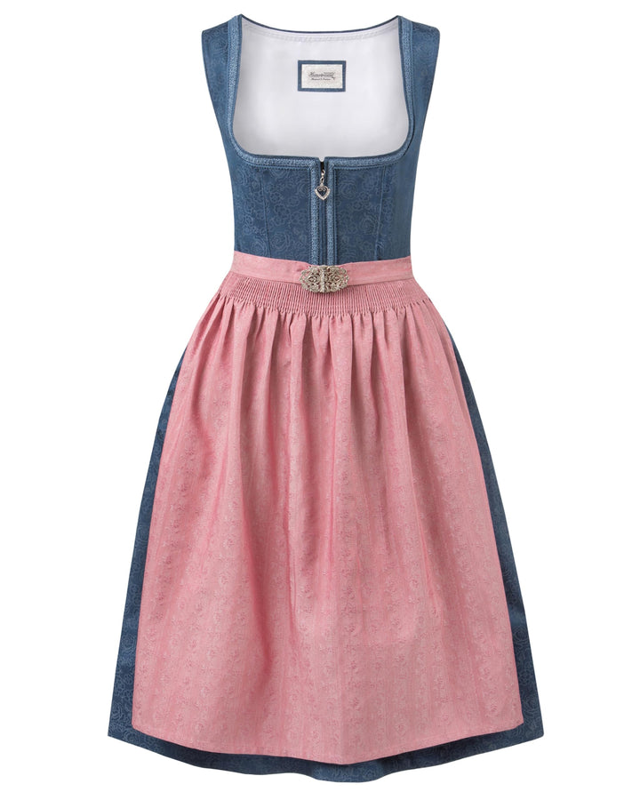 Stockerpoint Damen Dirndl Roseline Kleid für besondere Anlässe (ohne Bluse) 36 Blau-altrosa, 36 Blau