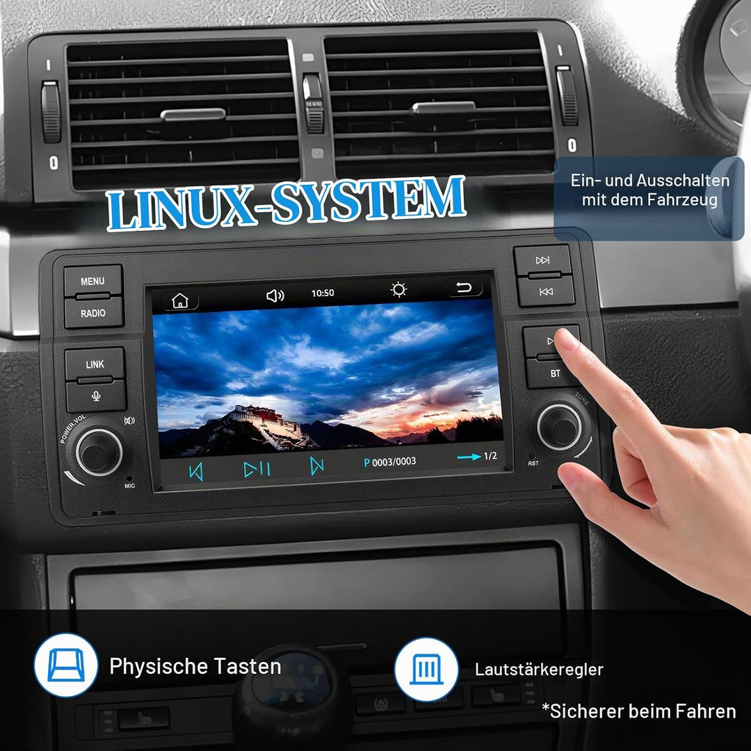 Linux Autoradio für BMW E46 3er (1999-2004) – Start in 3–5 Sekunden | 7“ Display mit integriertem Ap