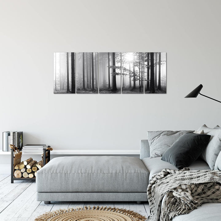 Runa Art Bild Wald Landschaft Wandbilder auf Vlies Leinwand 5 Teilig Wanddekoration Schlafzimmer Woh