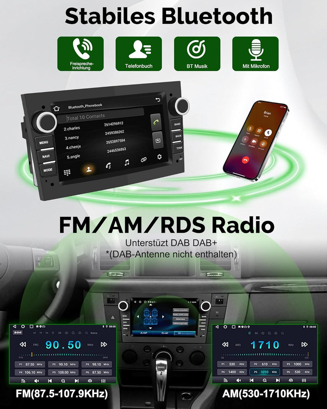 Ledio Bluetooth Autoradio mit Bildschirm für Opel Corsa d Corsa c Astra h Vivaro Zafira b Vectra c,
