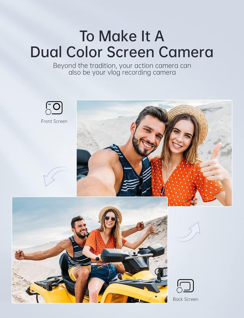 WOLFANG GA420 Action Cam 4K 60FPS Unterwasserkamera WiFi 10M Wasserdicht ohne Gehäuse 3.0 EIS Bildst