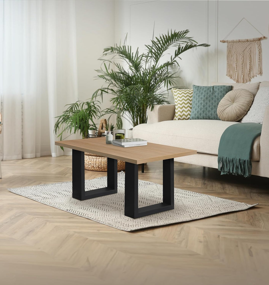 ECD Germany 2er Set Tischbeine 30x43 cm, Schwarz, Stahl pulverbeschichtet, Industriedesign, Vierkant