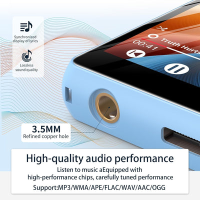 64GB MP3 Player Bluetooth 5.3, Mini Music Player mit Lautsprecher, FM Radio, Diktiergerät, E-Book, H