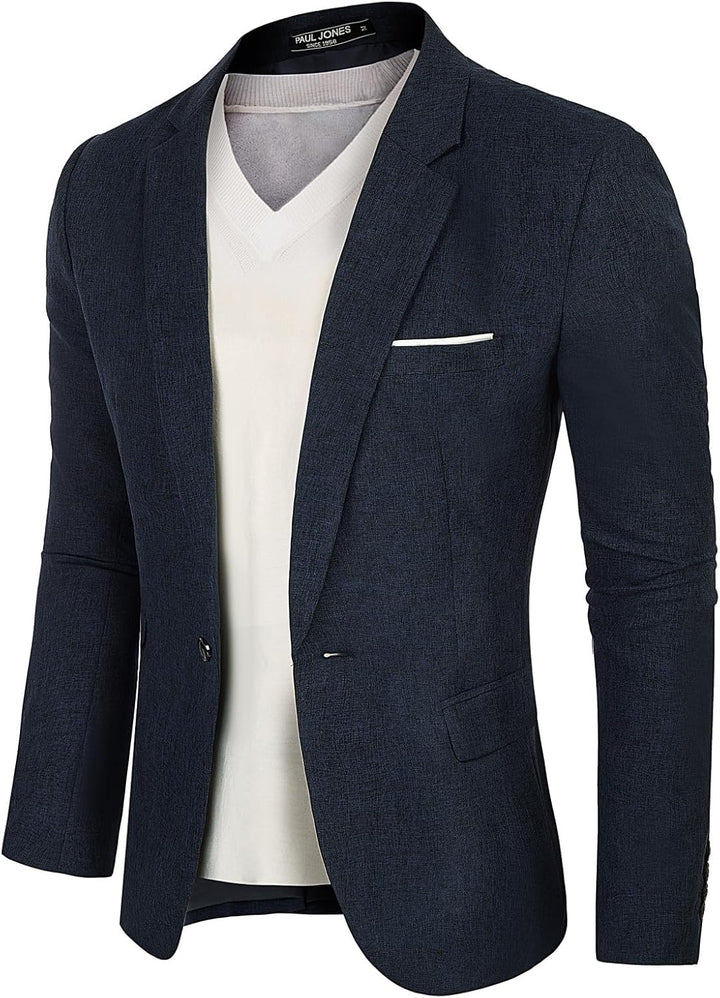 PJ PAUL JONES Herren Sakko Sportlich Einfarbig Business Anzugjacke für Hochzeit Freizeit XL Navy Bla