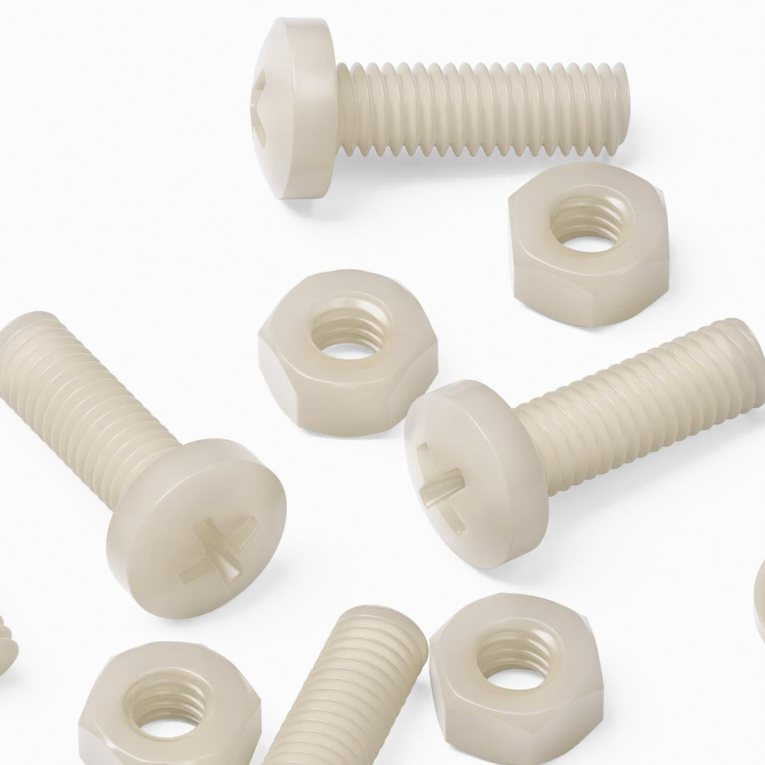50 x Nylon Flachkopf-, Kreuzkopf-Kunststoff- Maschinenschrauben, M6 x 20mm, Kunststoffschrauben, Mut