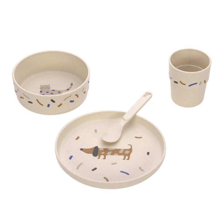 LÄSSIG Kindergeschirr Set (Teller, Becher, Schälchen, Löffel) ohne , BPA-frei, für Spülmaschine und
