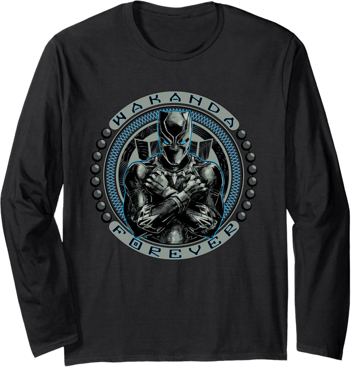 Marvel Black Panther T'Challa Emblem Wakanda Forever Langarmshirt