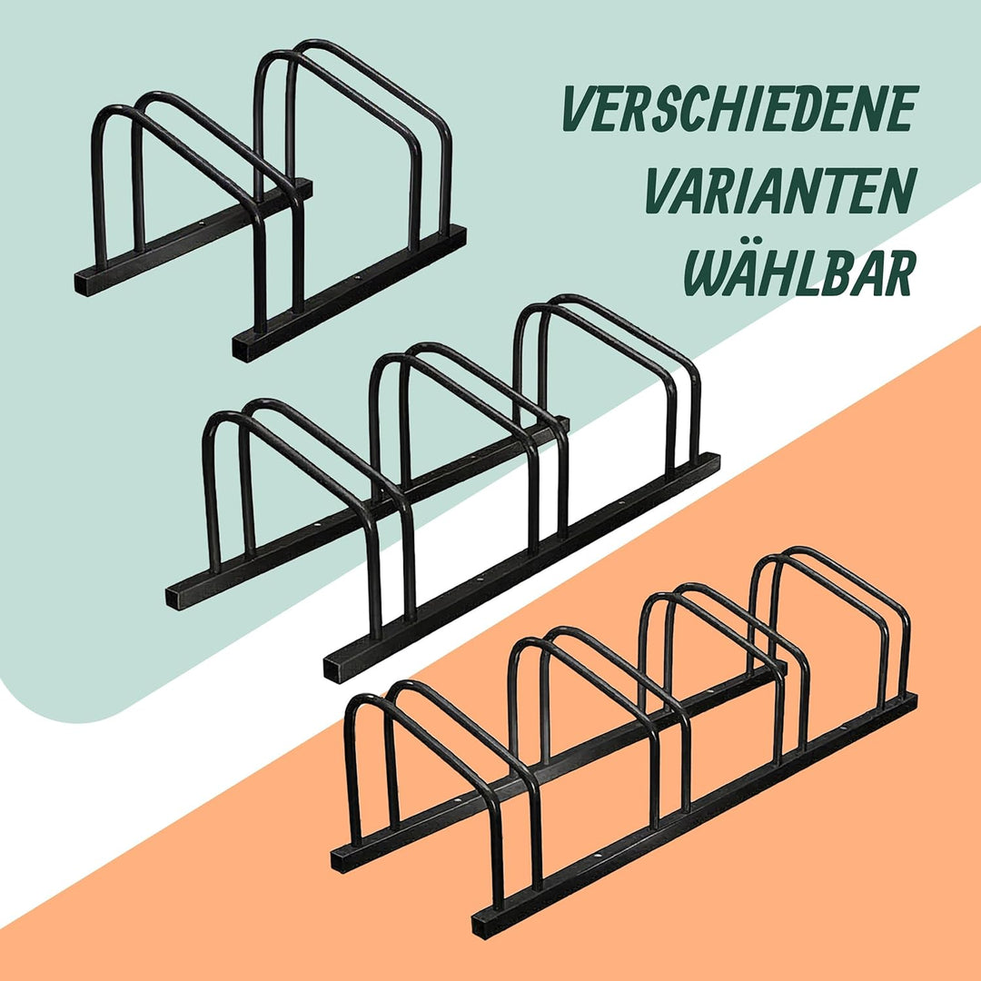 Relaxdays Fahrradständer Boden &amp; Wandmontage, 2 Räder, bis 65 mm Reifenbreite, Garage, Hof, Reihenpa