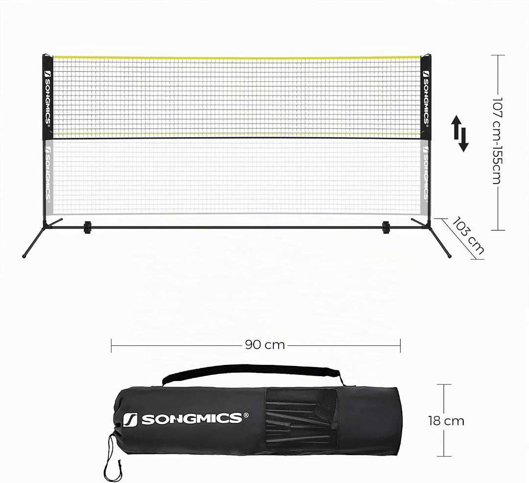SONGMICS Badmintonnetz, faltbar, einfach zu montieren, leicht zu transportieren, höhenverstellbar (1