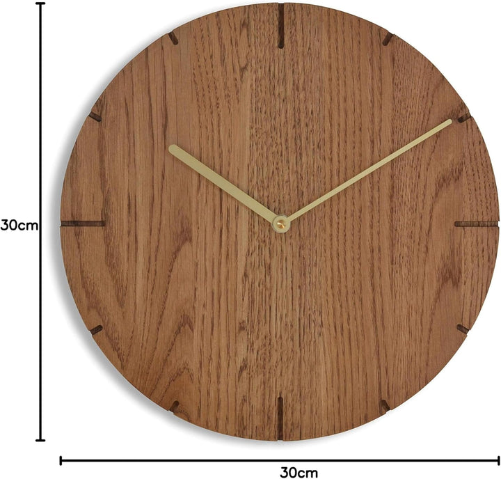 Natuhr Wanduhr Eiche rustikal Räuchereiche Holz Solide Massivholz, geräuscharmes U.T.S. Uhrwerk, pur