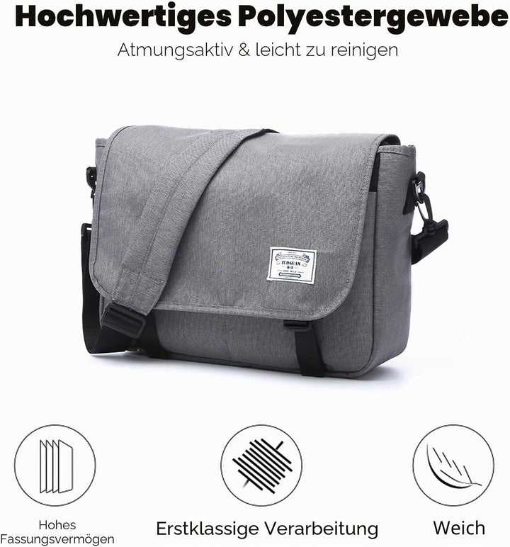 FANDARE Messenger Bag Umhängetasche Schultertasche Laptoprucksäcke Tasche Kuriertasche Polyester Gra