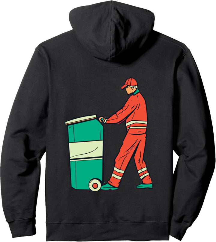 Müllwagenfahrer beim Einsammeln der Mülltonne Pullover Hoodie
