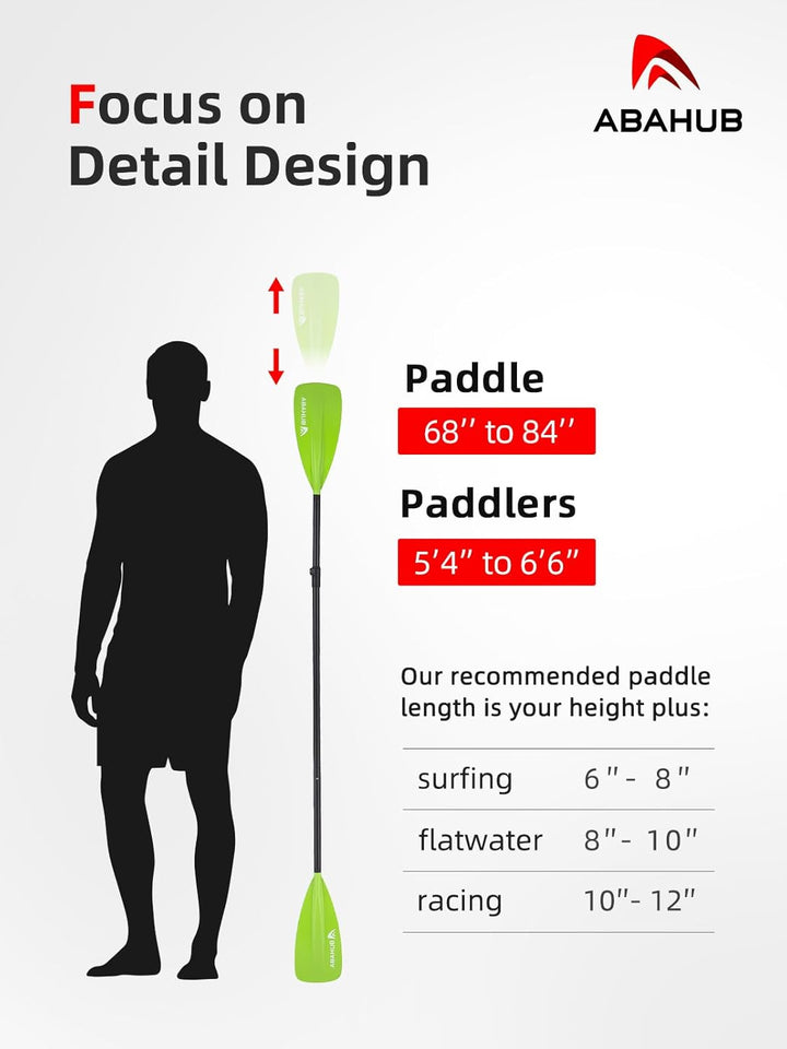 Abahub SUP Paddel / 2 in 1 Sup Kajak Paddel Aluminium Einstellbares Stand Up Paddle für Paddleboard,