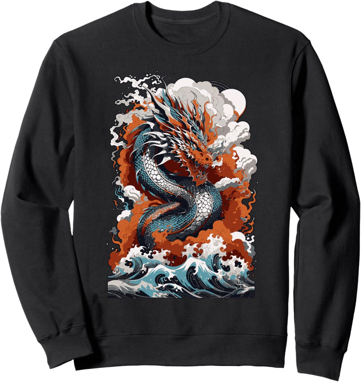 Drache im Ozean mit Rauch Sweatshirt
