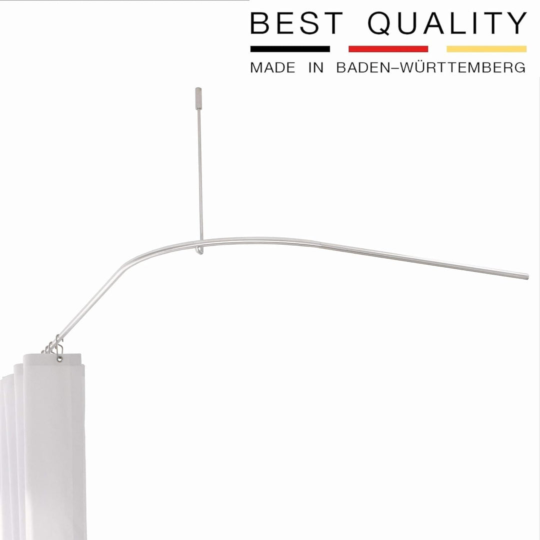 PHOS Design, DSB300-900, Viertelkreis Duschvorhangstange, 90 x 90 cm, Bogenradius 30 cm, Edelstahl m