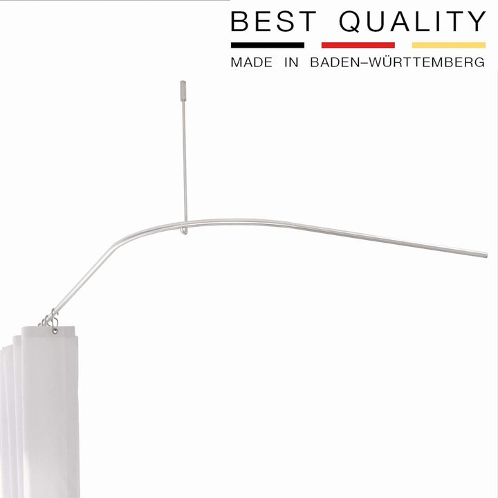 PHOS Design, DSB300-900, Viertelkreis Duschvorhangstange, 90 x 90 cm, Bogenradius 30 cm, Edelstahl m