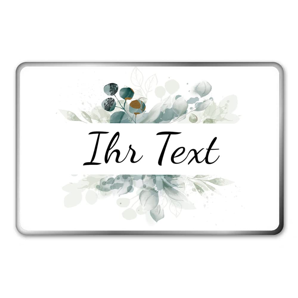 STEMPEL-FABRIK – personalisierbare eckige Dose mit Name oder Wunschtext – Aquarell Motiv mit grünem