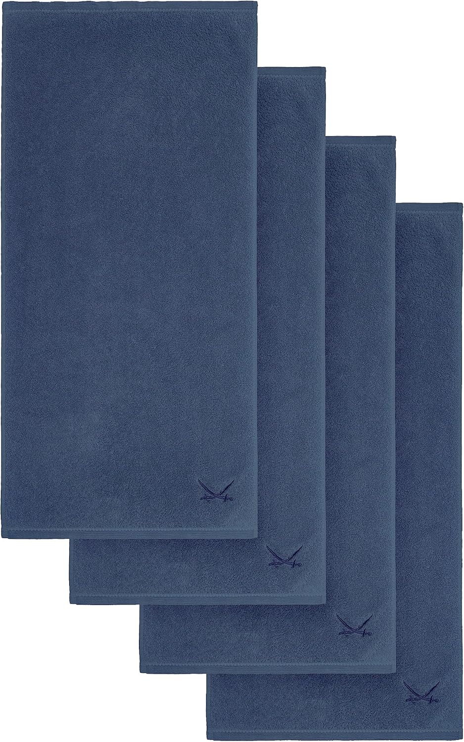 Sansibar Handtuch mit gesticktem Säbel Logo Badtuch 100% Baumwolle 50x100 cm (4er Set, Blau) 4er Set
