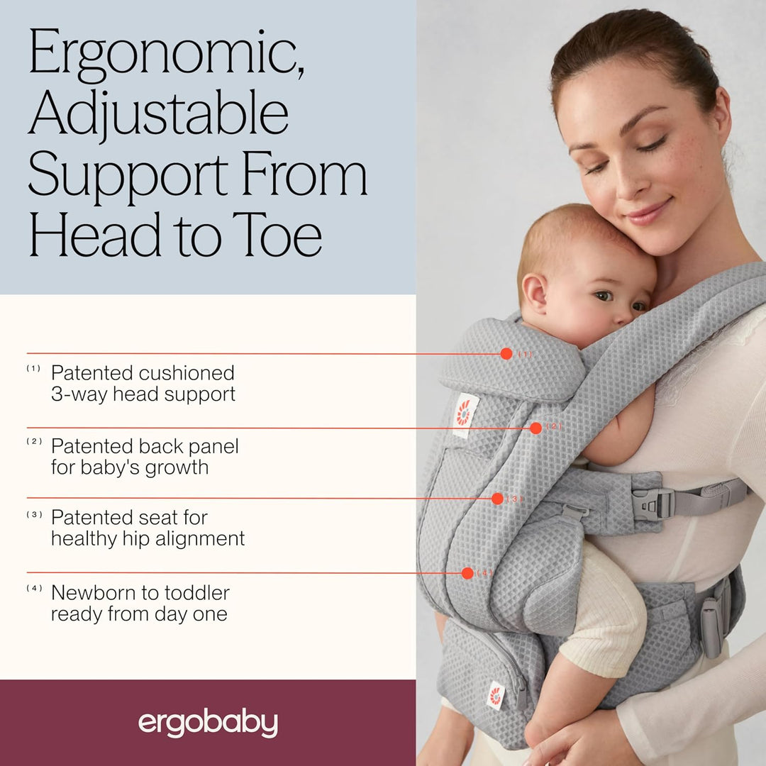 Ergobaby Omni Deluxe All-in-One Babytrage für Neugeborene ab Geburt bis 20kg, Ergonomische 4-Positio