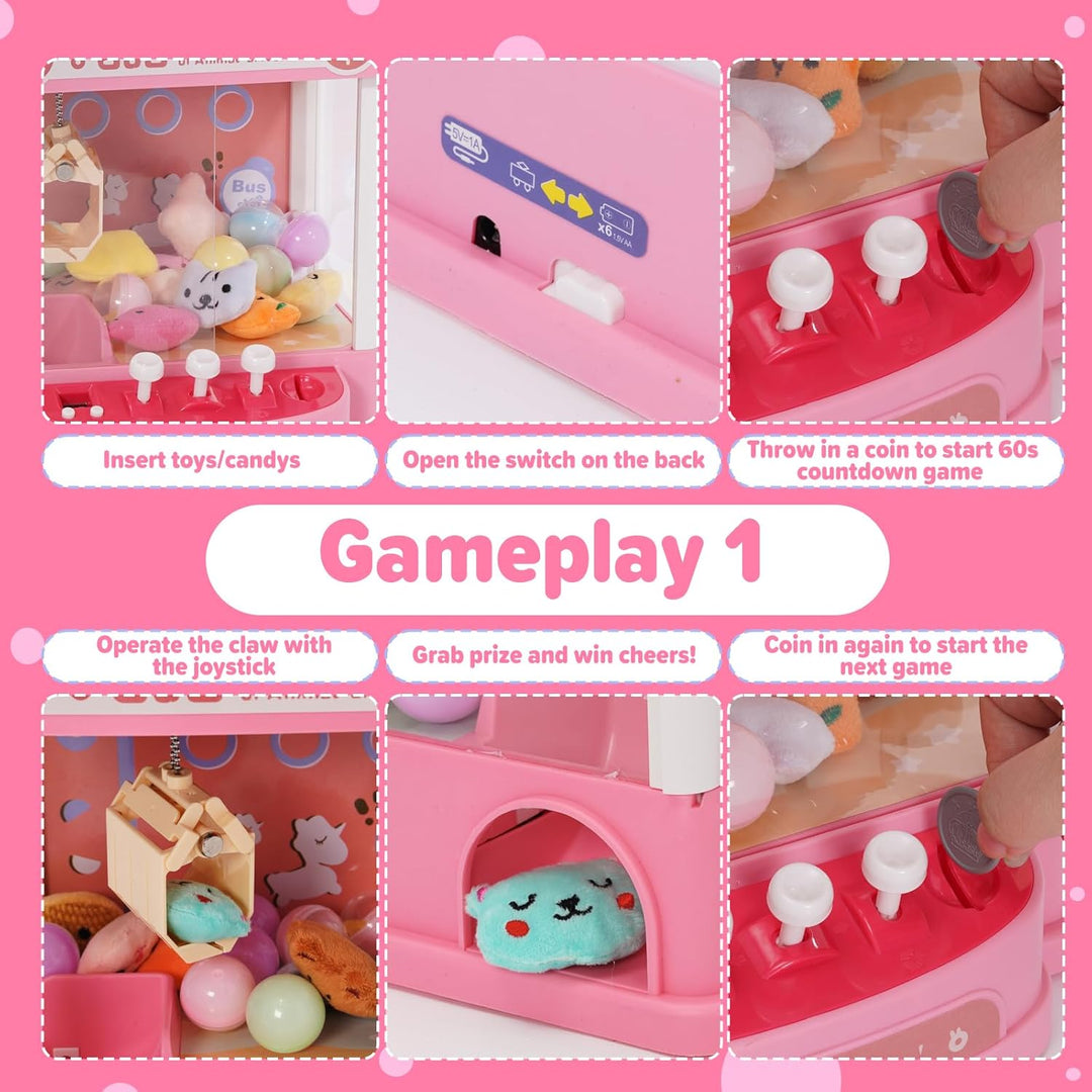 Mini Greifmaschine Candy Doll Mit Lenkrad Gachapon Grabber Süssigkeiten Greifautomat mit Münzschiebe