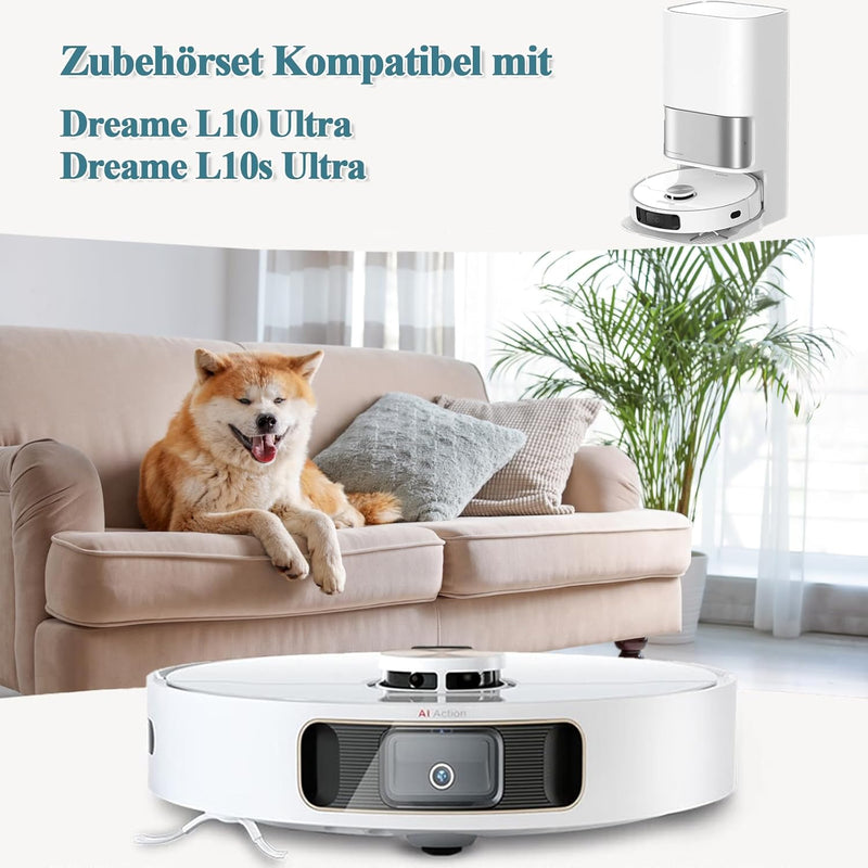 Bibemorol Zubehörset für Dreame L10 Ultra / L10s Ultra Roboter Staubsauger, Zubehör mit 2 Hauptbürst