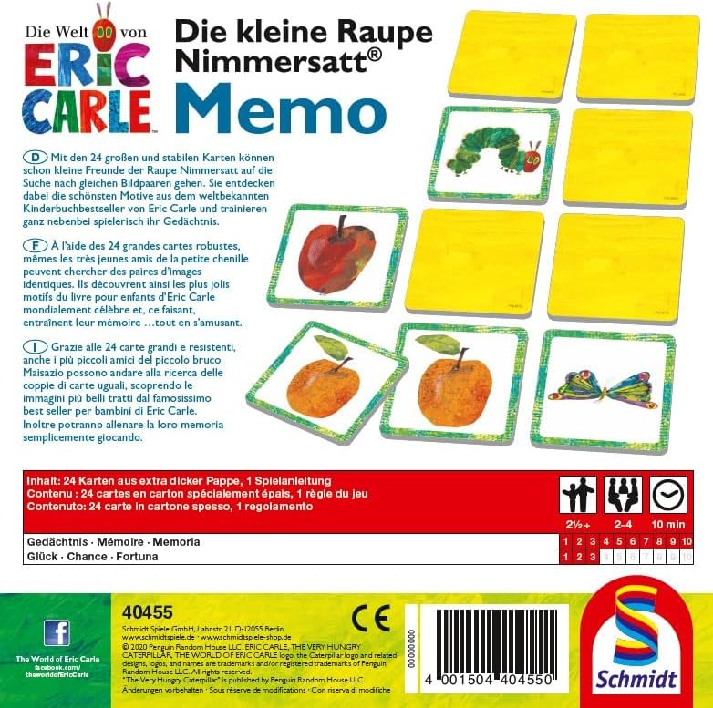 Schmidt Spiele 40455 Die Kleine Raupe Nimmersatt, Memo und Legespiel