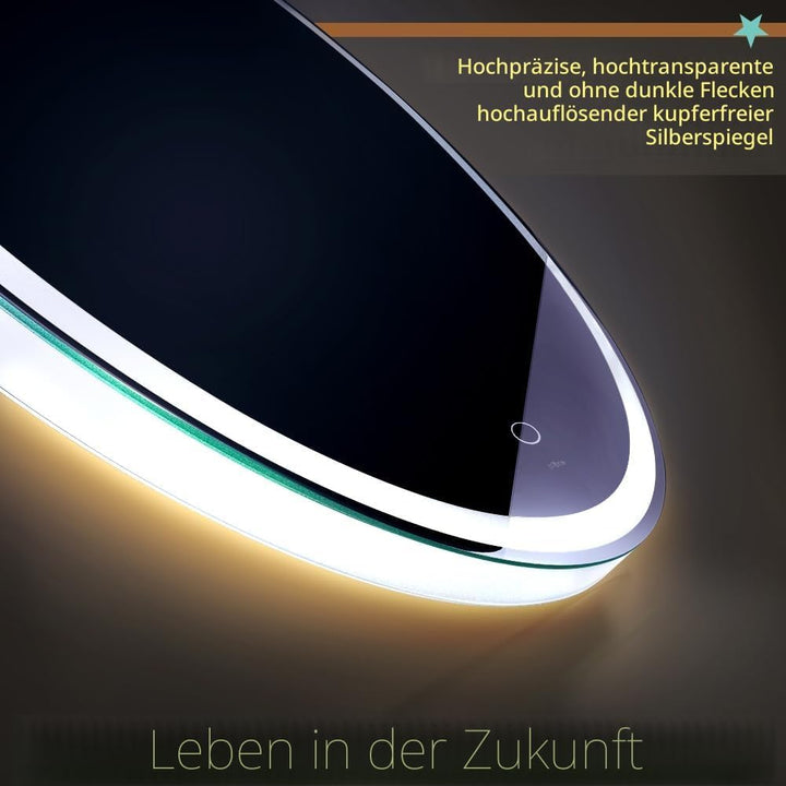 KWW 60 cm LED Runder Badezimmer Eitelkeitsspiegel, Farbtemperatur Einstellbar, Anti-Nebel Dimmbare L