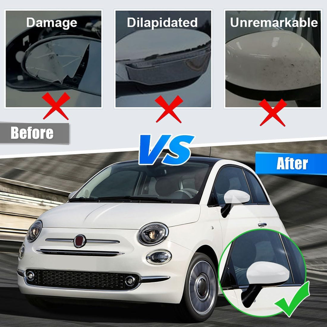 1 Paar Auto Rückspiegel Abdeckung Ersatz für Fiat 500 500C 500E 2007-2024, Aussenspiegel Spiegelkapp