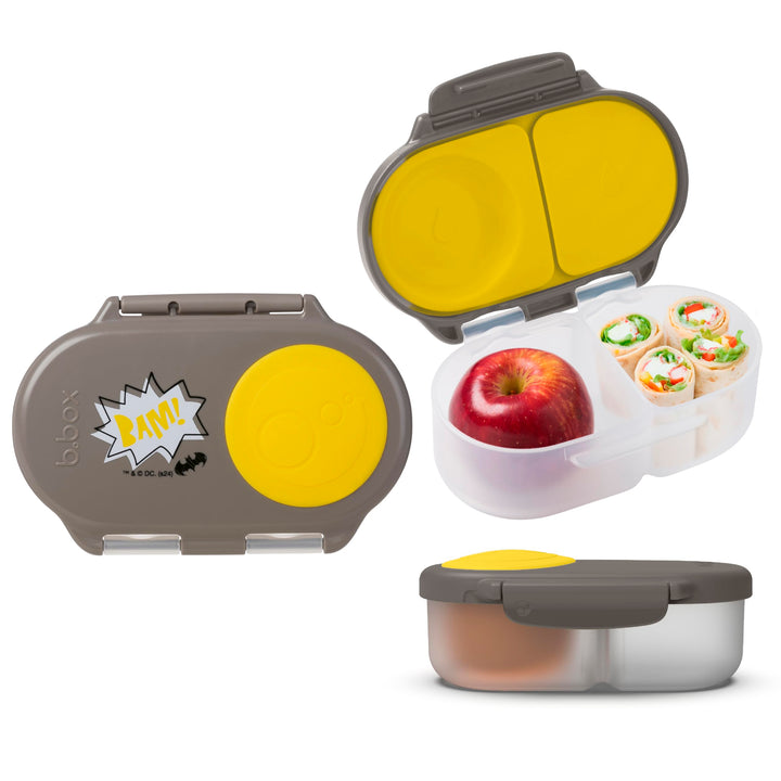 b.box Batman Snackbox | Mini Bento-Brotdose mit 2 auslaufsicheren Fächern | Ideal für Kleinkinder, K