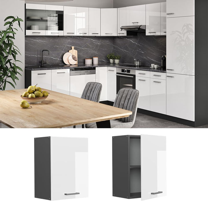 Vicco Hängeschrank R-Line, Weiss Hochglanz/Anthrazit, 45 cm Weiss Hochglanz Hängeschrank 45 cm, Weis