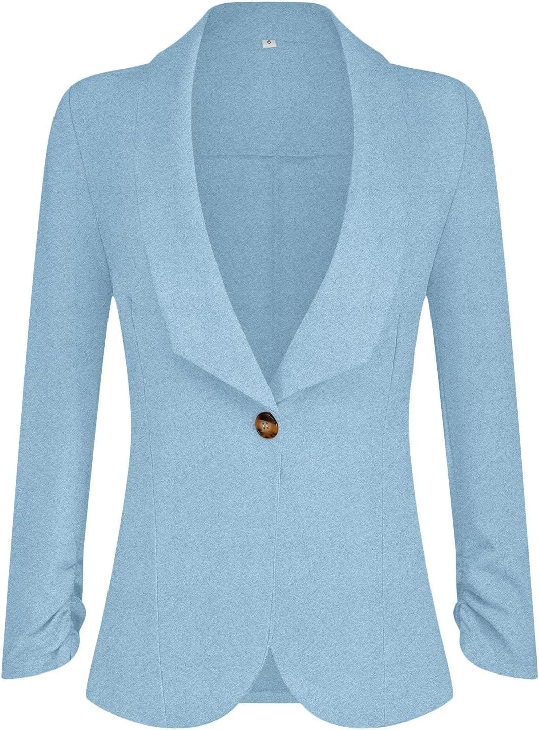 PrinStory Blazer Für Damen 3/4 Geraffte Ärmel Blazer Geschäft Büro Blazer Anzug Sportlich Jack Trenc