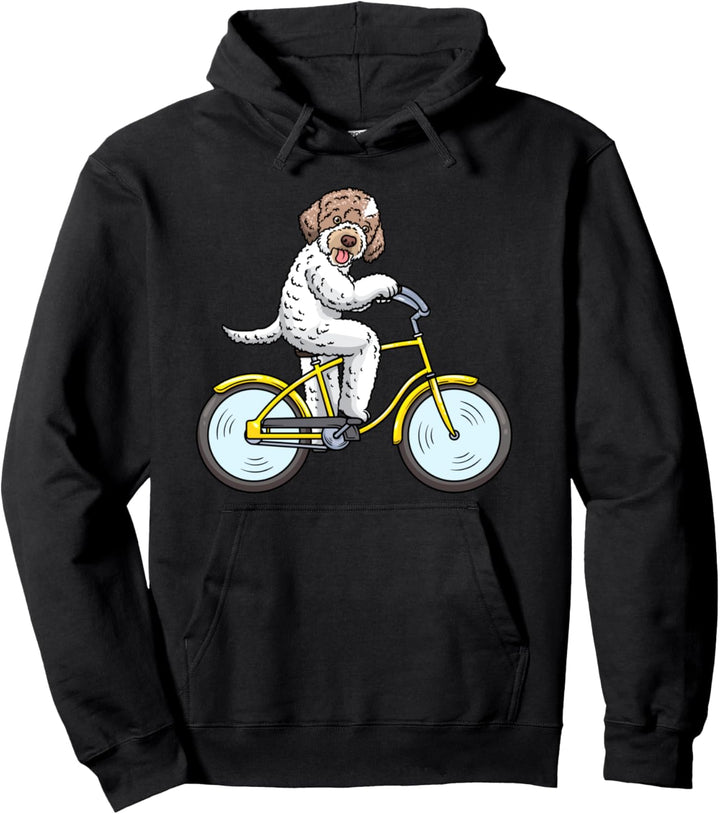 Lagotto Romagnolo Hund Auf Einem Fahrrad Pullover Hoodie