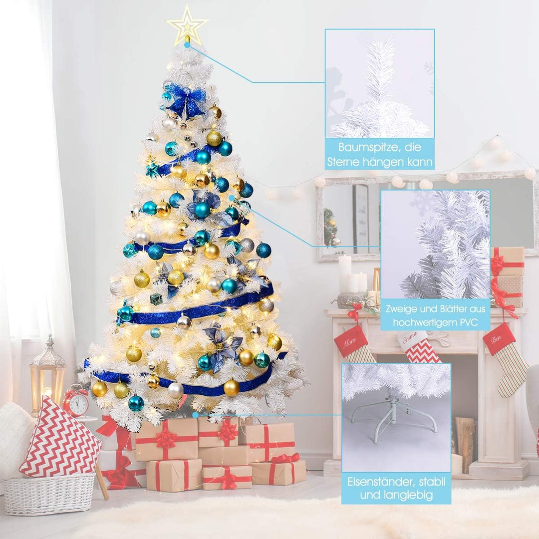GOPLUS 150/180/210/240cm Weihnachtsbaum Weiss, Festliche Weihnachtdekoration für Zuhause, Weisser Ta