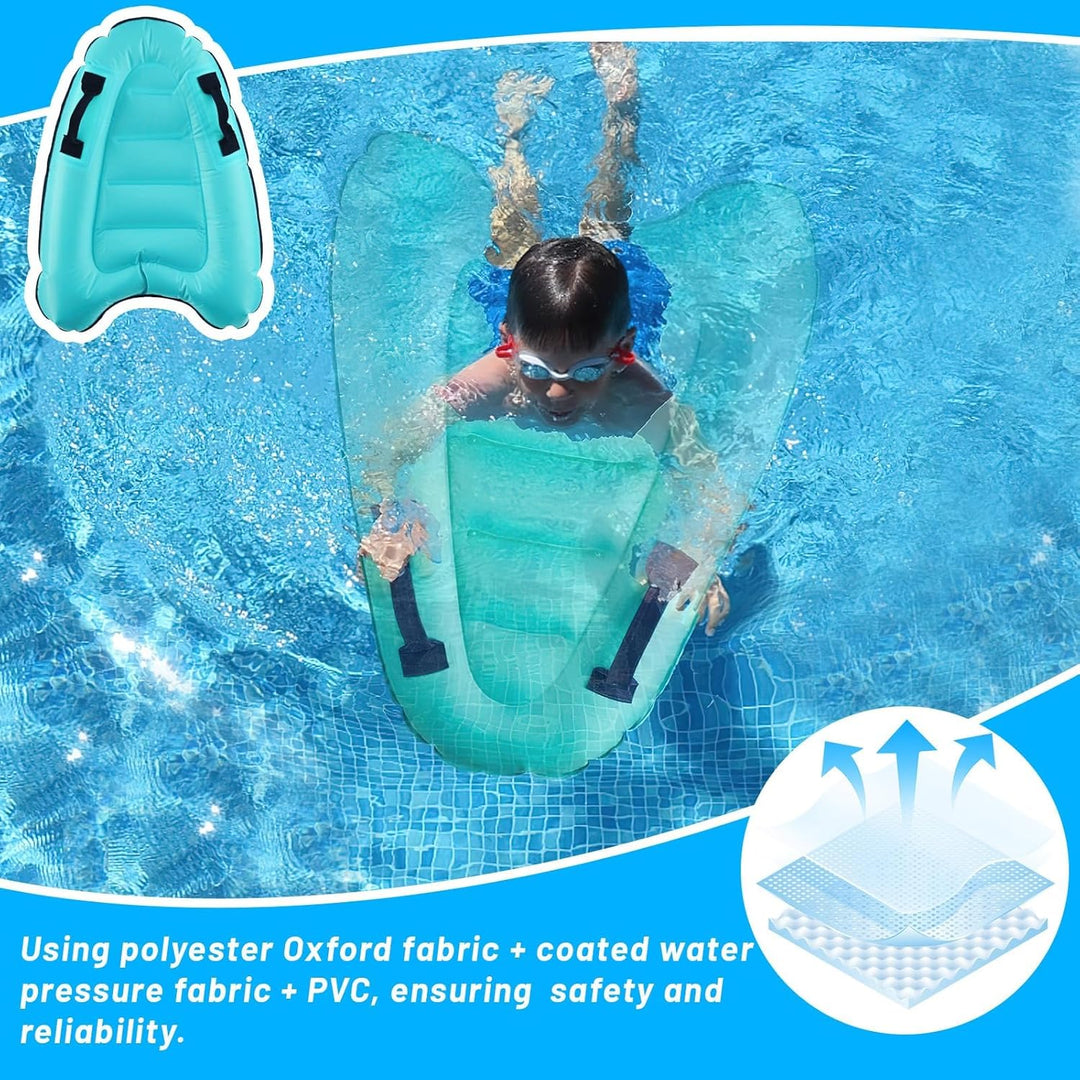 Aufblasbares Bodyboard, Shyllin Bodyboard mit Griffen, Surfbrett Aufblasbar, Mini Luftmatratze, Schw